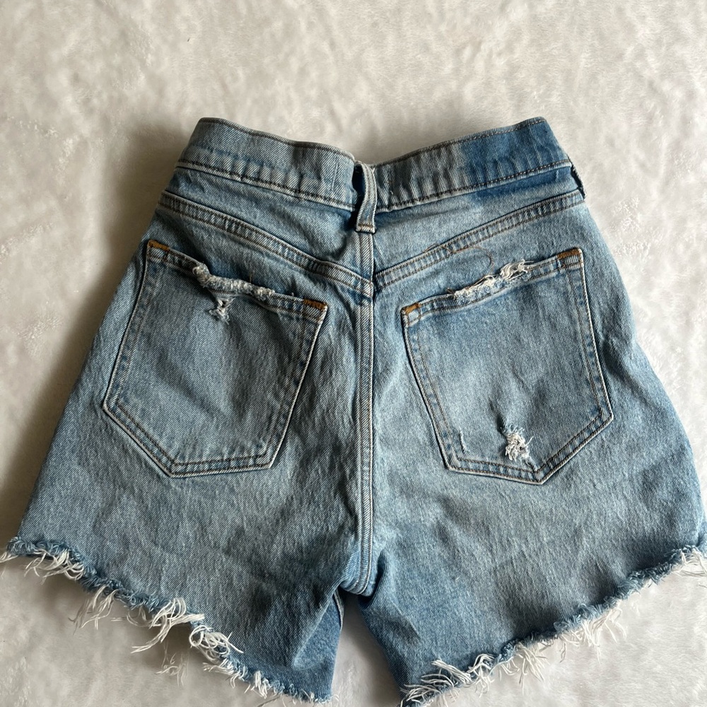 Abercrombie & Fitch Blue Jean Shorts Distressed High-Waisted